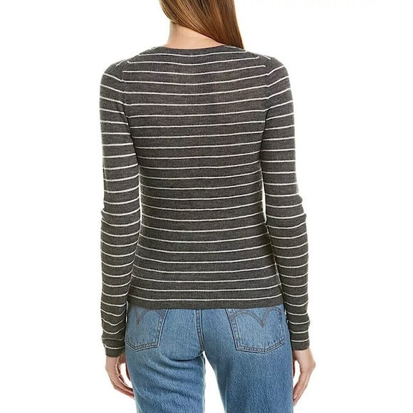 Vince 100% Wool Striped Crew Neck Fine Knit Lightweight Pullover Sweater Sz M - Picture 2 of 8